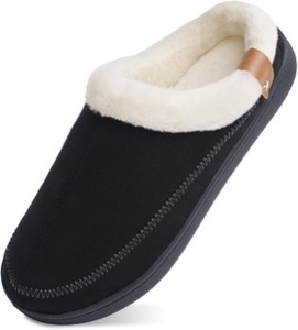 lot 4204 image: Josaywin Womens Slippers Soft Two-Tone Suede Anti-Slip Clog Slippers Memory Foam house shoes for indoor outdoor Purple Size 5