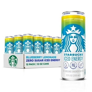 lot 4205 image: Starbucks Iced Energy Zero Sugar Sparkling Energy Drink Blueberry Lemonade 12 fl oz Cans, 12 Pack. BB April 2026