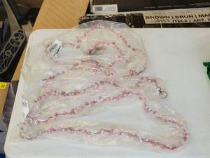 lot 4215 image: Creative Co-Op 72L Glass Bead & Wire Garland, Amber & Cream Color