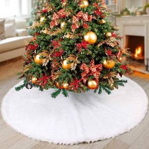 lot 4218 image: Christmas Tree Skirt, 48 Inch White Soft Faux Fur Tree Skirts Plush Christmas Decorations, White Ornaments Christmas Tree Skirts Xmas Decorations Indoor Holiday Party Decor
