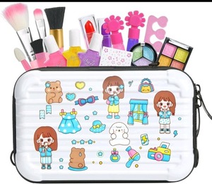 lot 4223 image: Kids Makeup Sets, (White Cosmetic Case with 150 DIY Stickers)Washable Non Toxic