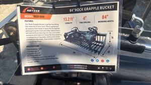 lot 6022 image: Unused Arteer 84 inch Rock Grapple Bucket Model RGB-84W 13.2 cu ft