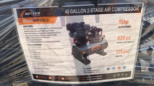 lot 6023 image: Unused Arteer 40 Gallon 2-Stage Air Compressor ART-GAC40 15hp 420cc