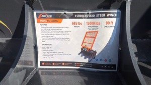 lot 6027 image: Unused Arteer 15000lbs Skid Steer Winch Model SS-15000G 80 ft Cable