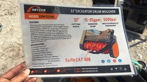 lot 6044 image: Unused Arteer 32 Inch Excavator Drum Mulcher EDM-3214W