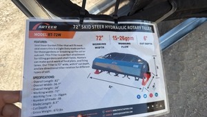 lot 6045 image: Unused Arteer 72 Skid Steer Hydraulic Rotary Tiller RT-72W