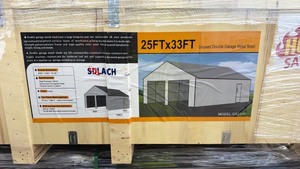 lot 1106 image: SOLACH 25FT x 33FT Double Garage Metal Shed GS2533