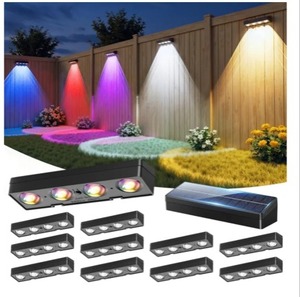 lot 3011 image: JOFIOS Fence Lights Solar Powered 12 Pack, Warm White, Cool White and RGB Color Glow LED Solar Lights Outdoor, IP65 Waterproof Solar Fence Lights for Patio, Backyard, Railing, Deck and Wall