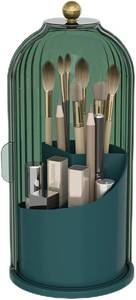 lot 3017 image: Makeup Brush Holder with Dustproof Cover 360 Rotating Makeup Brush Organizer for Vanity Bathroom, All Green