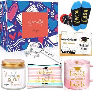 lot 3023 image: Graduation Gifts, Class of 2026 Grad Gift s College Graduation Gifts for Women The Tassel was Worth The Hassle Graduatio n Gift Basket-Graduate Coffee Mug Candles Keychain Socks Set
