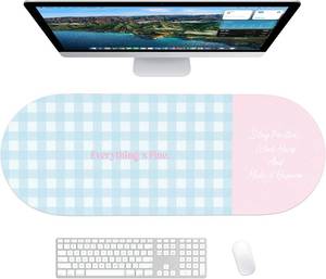 lot 3025 image: Checkered Pattern Desk Pad Protector, 35.5 x 13 Aesthetic Mouse Mat for Desktop, Waterproof PU Leathe Non-Slip Desk Writing Pad for Office and Home, Blue and Purple