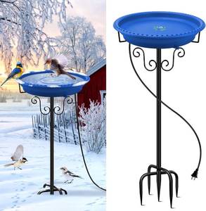 lot 3026 image: Heated Bird Baths for Outdoors for Winter, Lovppy 100W Heated Bird Bath Water Heater with Thermostatically Controlled, Heated Bird Baths Bowl with Metal Stake for Outside Garden Patio Yard (Orange)