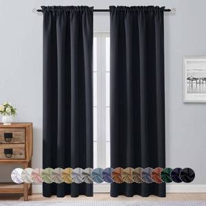 lot 3705 image: Aiyufeng Halloween Black Blackout Curtains for Bedroom 90 Inches Long 2 Panels Set, Solid Privacy Energy Saving Living Room Window Treatment Curtains Blackout Drapes, W40 x L90 Inch, Black