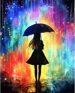 lot 3706 image: obterie Rain Paint by Numbers Kit for Adults Beginner Girl Oil Painting Kit Adult Paint by Number Kits on Canvas DIY Painting for Beginners Art by Numbers for Gifts Home Wall Decor 16x20 Inch