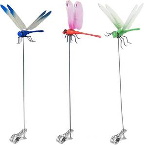 lot 4100 image: 3D Fake Dragonfly Clip Dragon Fly Garden Decoration for Hats and Garden - Creative Bird Scare Devices to Keep Bugs Away, Indoor and Outdoor Dragon Fly Clips for Bug (3pcs)