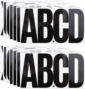 lot 4109 image: 6 Inch Large Letters Sticker, Vinyl Self Adhesive Alphabet,14 Sheets Black  76 Pieces Alphabet Sticker for Mailbox, Door, Truck and Outdoor, Waterproof Sticky Vinyl Letter Symbol Stickers