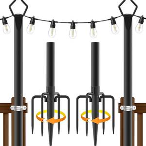 lot 4113 image: AILBTON 2 Pack 10Ft String Light Poles,Light Poles for Outside String Lights,Outdoor Light Poles with Fork,Metal Pole Stand for Patio,Backyard,Deck
