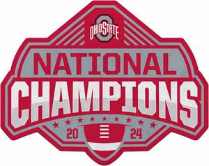 lot 4139 image: Rico Industries NCAA Ohio State Buckeyes 2025 National College Football Champions Shape Cut Pennant - Home and Living Room D cor - Soft Felt EZ to Hang