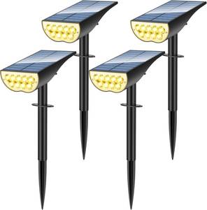 lot 4143 image: Solar Spot Lights Outdoor Waterproof, Solar Landscape Lights Outdoor IP65 Waterproof, 3 Brightness Modes Dusk to Dawn Solar Spotlight Outdoor for Yard Garden Pathway Tree, Warm White, 4 Pack