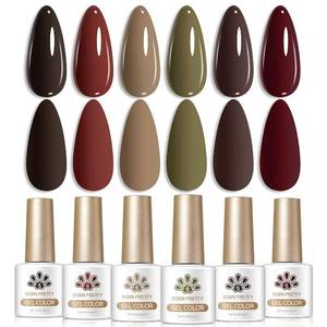 lot 4148 image: BORN PRETTY 6 Color Chocolate Brown Rust Red Mocha Burgundy Gel Nail Polish  Fall Winter Gel Polish Set,Beige Olive Green Shades for Daily Thanksgiving & Autumn Nail Art Manicure