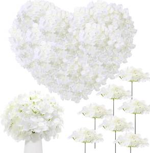 lot 4268 image: 200 Pcs Artificial Hydrangea Flowers Bulk, White Silk Hydrangea Heads with Stems for Wedding Centerpieces Bouquets DIY Floral Arrangements Table Decor Party Home Decorations