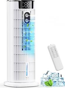 lot 4273 image: Portable Air Conditioners, 4 in 1 Evaporative Air Cooler, 1000ML Tower Fan with Remote, 3 Wind Speeds&ampTurbo Mode, 2 Mist,10H Timer, 90  Oscillation Portable AC for Home, Office CoamoTrail(Off White) - Retail $104.99