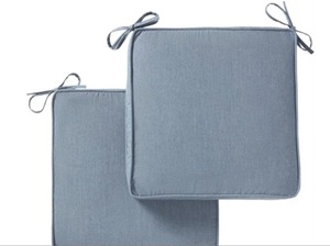 lot 4277 image: Sunbrella 17 in. Square Outdoor Corded Chair Pad, Spectrum Denim