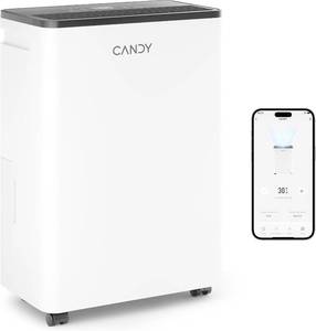 lot 4292 image: Candy 2000 Sq.Ft Dehumidifiers for Home, 34 Pints Portable Dehumidifier With ContinuousAuto Mode,0.66 Gal Tank, for Bedroom,Bathroom,Basement, Smart Control with Drian Hose Included - Retail $102.39
