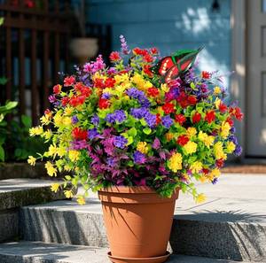 lot 2911 image: Artificial Flowers for Outdoors UV Resistant No Fade Faux Fake Flowers  12 Bundles Artificial Flowers Outdoor Decoration Greenery Shrub Plants for Garden Home Front Porch Window Box Hanging Decor