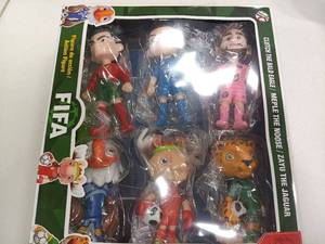 lot 3053 image: 2026 World Cup Mascot and Star Player Style Figures Set of 6, 4 Inch PVC Cartoon Football Character Toys, Sports Collectible Figurines for Kids Fans Party Favors