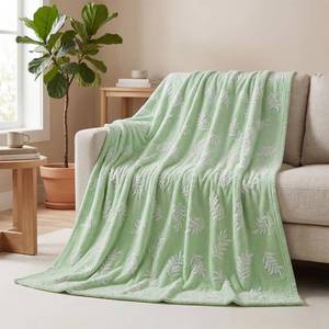 lot 3148 image: Horaldaily Green Leaves Shape 3D Textured Throw Blanket 40x50  All Season Using Soft Fuzzy Plush Cozy Non-shedding 3D Textured Blanket for Couch Sofa Bed Camping, Ideal Gift for Kid Adult