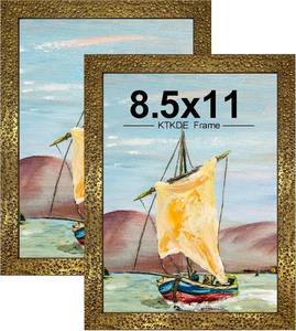 lot 3151 image: KTKDE 8.5x11 Picture Frame Set of 2, Ornate Vintage Gold Photo Frames 8.5 x 11 Antique Photo Frame for Wall Decor or Tabletop Display Retro Home Decor best gift