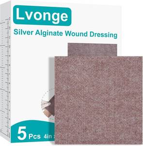 lot 3153 image: Sliver Calcium Alginate Wound Dressing, 4x4 Inch Gauze Pads (5 Count)  Highly Absorbent Gel-Forming Dressing for Exuding Wounds  Non-Adherent
