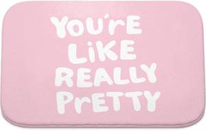 lot 3192 image: Pink Youre Like Really Pretty Bathroom Mat  Pink Coquette Bath Rugs, Non Slip, 16x24