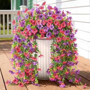 lot 3196 image: Hommyea Artificial Fake Flowers Plants for Outdoors Silk Hanging Home Decor  UV Resistant No Fade looks real Faux 2PCS Daisy Flower with Eucalyptus Leaves for Spring Decor Planters Patio Yard Garden