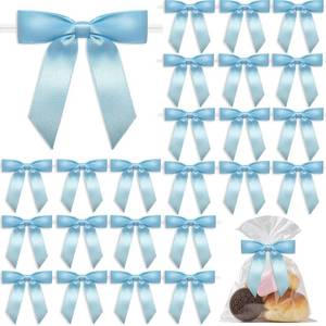 lot 3197 image: 60 PCS Bows for Gift Wrapping - 3 Premium Satin Ribbon Bows Premade Twist Tie Bow for Treat Bags Cake Pop Bow for Wedding Favors Small Bows for Baby Shower Decorations