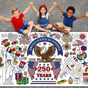 lot 3199 image: Sbrvaniy 4th of July Giant Coloring Tablecloth,250th Anniversary Decorations,Patriotic Giant Poster 30x72 Crafts Gifts for Kids Perfect for Party Games, Holiday Decorations, Independence Day Supplies