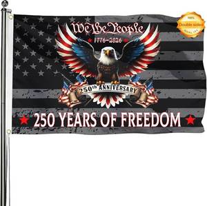 lot 3719 image: Double-sided We The People 250 Years Flag, 3x5 Feet Outdoor Flag  with 2 Brass Grommets, for Garden Patriotic Balcony Decor