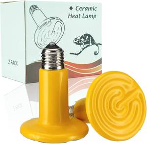 lot 3721 image: JZNCHP-Reptile Heat lamp-Ceramic Heat emitter-Bearded Dragon Tank Accessories 100W Yellow Infrared Bulb Emitter Lamp for Pet Heat lamp for Chickens(2-Pack)