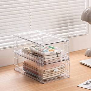 lot 3869 image: 2 Pack Stackable Makeup Organizer,Modular Storage Bins with Handles for Fridge,Bathroom,Kitchen Under sink,Cabinet,Pantry Organization Drawer