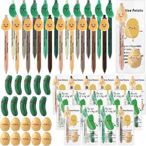 lot 40009 image: Sayglossy 48 Sets Employee Appreciation Gifts Bulk Positive Pickle Potato Pens with Animal Pun Note Cards Thank You Gifts for Coworkers Staff Team Office Party Mental Health Supplies Nurse Teacher