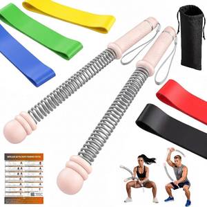 lot 40018 image: Ropeless Battle Ropes Set, 2 PCS Cordless Battle Ropes with 5 Resistance Bands for Home Gym, Portable Weighted Battle Rope Exercise Equipment for HIIT Strength Training Cardio Workout, Women Pink