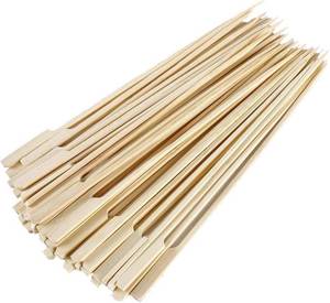 lot 40020 image: Gmark 100 Count Bamboo Paddle Skewers, 8 Inch Natural Flat Wooden BBQ Picks, Biodegradable Kabob Sticks for Grilling, Appetizers, Fruit, Meat & Shish Kebabs GM1076