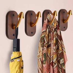 lot 40031 image: 4 Pcs Mushroom Hooks, Mushroom Coat Hooks Wooden Base with Zinc Alloy Hooks to Highlight Vintage Feeling, Decorative Wall Hook Hooks for Hanging Coat Towels Hat (Bronze)