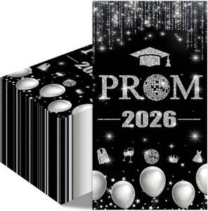 lot 40035 image: Prom Send Off Decorations 2026-Congrats Graduation Party Decor  100 Pcs Black Silver Supplies Favors for Class of 2026 High School Night Disposable Paper Cocktail Beverage Dinner Napkins
