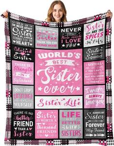 lot 40050 image: Sister Birthday Gifts, Best Sister Ever Blanket 50x60  Soft Keepsake for Birthday, Christmas, Valentines Day and Special Occasion