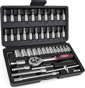 lot 40051 image: 46PCS 14 Inches Ratchet Socket Wrench Set, Metric Socket Ratchet Wrenches Set, Ratcheting Wrench Tool Sets for Men, Premium Small Car Tool Kit for Automotive, Household Maintenance and Repairs