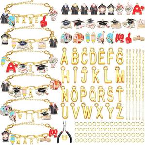 lot 40058 image: Kigeli 394 Pcs Holiday Bracelets for Women DIY Teacher Graduation Nurse Rainbow Pride Bracelets kit Jewelry Crafts Adjustable Gold Letter Charms for Holiday Party Favors