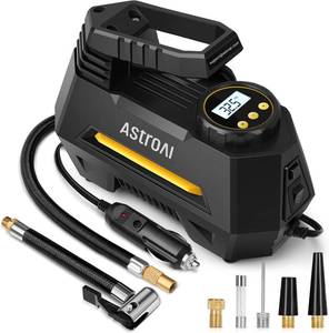 lot 40060 image: AstroAI AIRUN H Tire Inflator Portable Air Compressor, 12V DC Tire Inflator, Auto Shut-Off with Digital Pressure Gauge & LED Light, Fast Inflation for Car, Motorcycle, Bike Tires, 9.8Ft Cord, Yellow