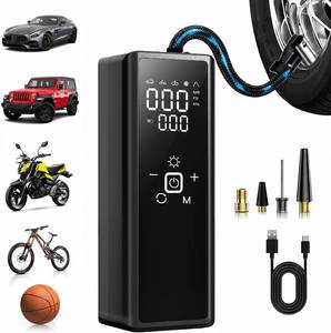 lot 40070 image: Tire Inflator Portable Air Compressor, 120PSI Cordless Air Pump with Digital Gauge, LED Light & Window Breaker for Car, Bike, Balls & Inflatables STOCK PHOTO APPROXIMATE